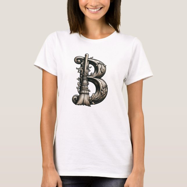 T-shirt Lettre de chambre de sorcière B personnalisée init (Devant)