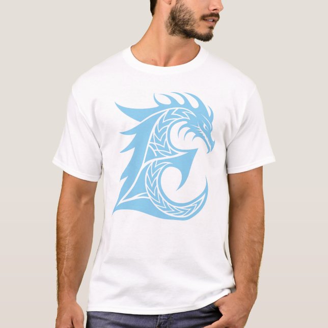T-shirt Lettre E de style dragon, alphabet du dragon, mono (Devant)