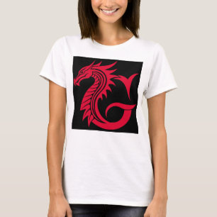 T-shirt Lettre G de style dragon, Alphabet Dragon, Monogra