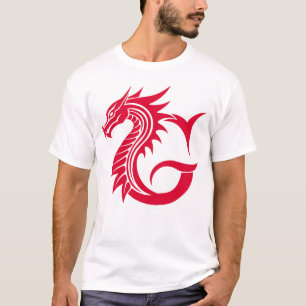 T-shirt Lettre G de style dragon, alphabet du dragon, mono