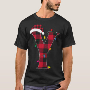 T-shirt Lettre géniale Y Nom initial Buffalo Plaid Christ