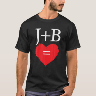 T-shirt LETTRE INITIALE J PLUS B Couples Amoureux Monogram