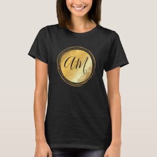 T-shirt Lettre initiale métallisable en or minimal