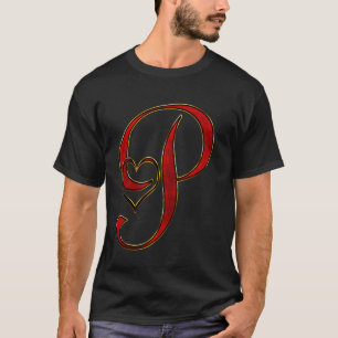 T-shirt Lettre initiale P Coeur rouge