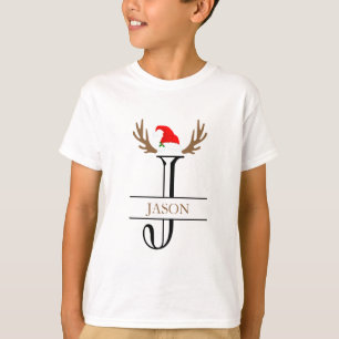 T-shirt Lettre initiale personnalisée J Chapeau de Père No