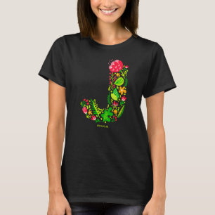T-shirt lettre J en fleurs