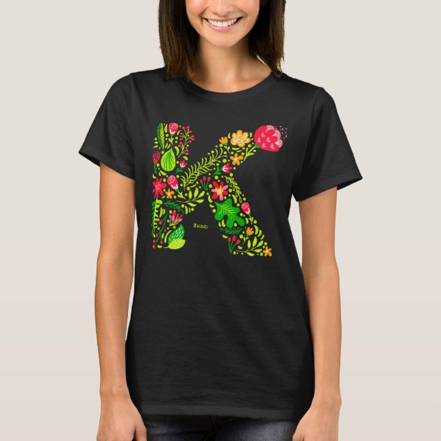 T-shirt lettre K en fleurs (Devant)