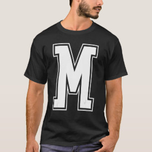 T-shirt Lettre M Majuscule Alphabet Initial Chevron Mon