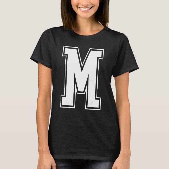 T-shirt Lettre M Majuscule Alphabet Initial Chevron Mon (Devant)