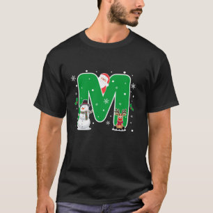T-shirt Lettre M Nom initial Alphabet Monogramme Père Noël
