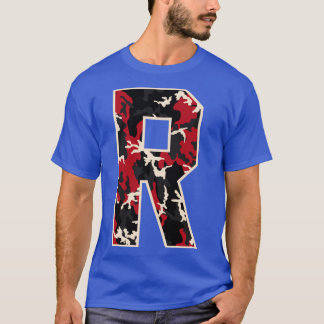 T-shirt Lettre majuscule initiale R Camo Alphabet Cadeaux 