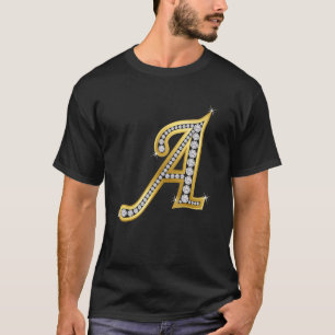 T-shirt Lettre monogramme de luxe a, lettre or a, diamant