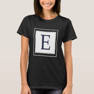T-shirt Lettre Monogramme E Alphabet E Initial Bleu Marine