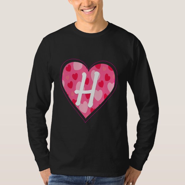 T-shirt Lettre Monogramme initiale mignonne H Motif cardia (Devant)