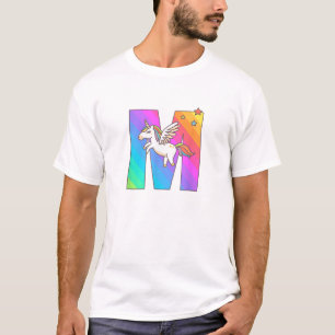 T-shirt Lettre Monogramme Licorne M Initiale Fillettes Nai