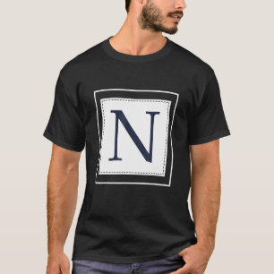 T-shirt Lettre monogramme N Alphabet N Marine initiale Ble