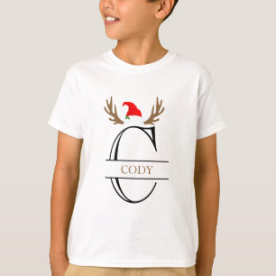T-shirt Lettre Monogramme personnalisée C Antlers Noël