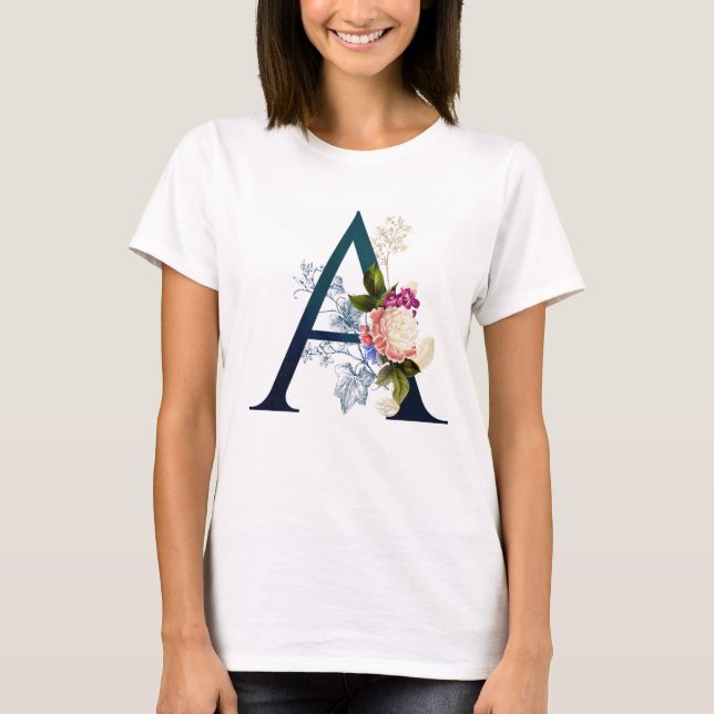 T-shirt LETTRE MONOGRAPHIQUE Florale A (Devant)