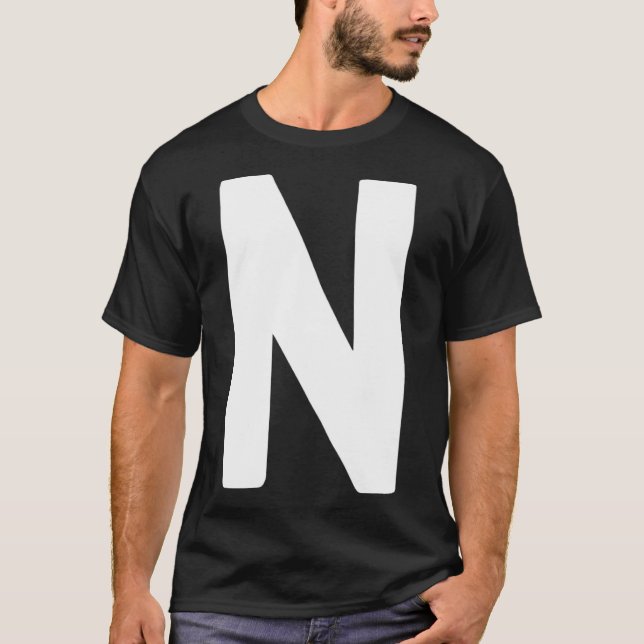T-shirt Lettre N grand et blanc gras (Devant)