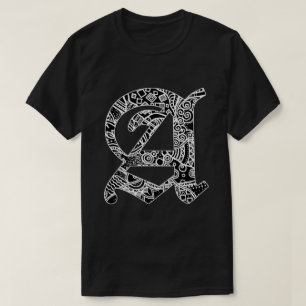 T-shirt Lettre noire "A" dans le style gothique