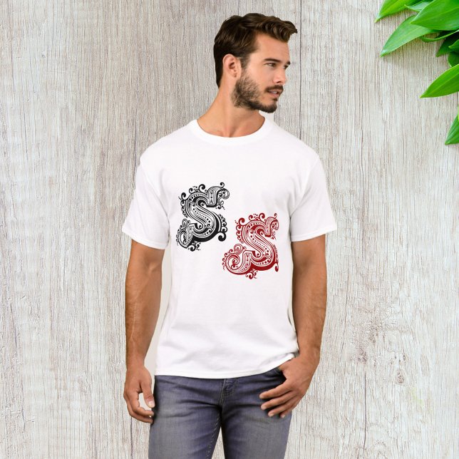 T-shirt LETTRE ORNÉE vintage S MONogramme (Créateur téléchargé)