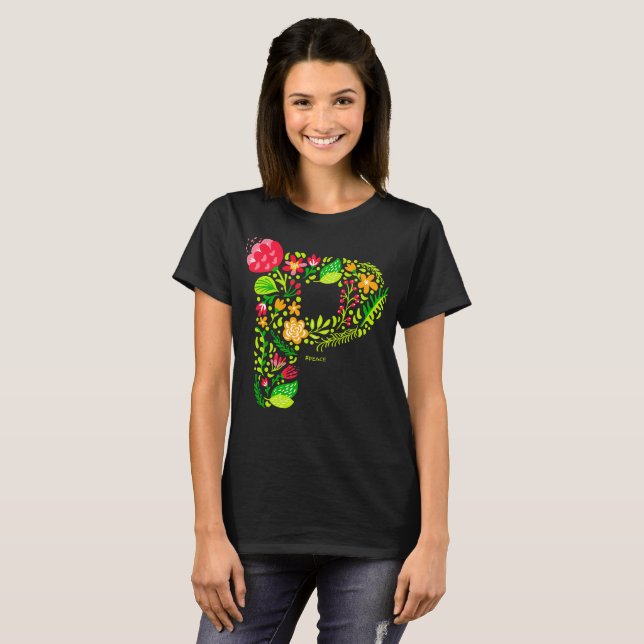 T-shirt lettre P en fleurs (Devant entier)