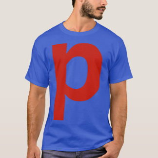 T-shirt Lettre p en texte rouge Typographie minimale
