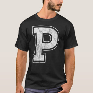 T-SHIRT LETTRE P MAJUSCULE MONOGRAPHIQUE INITIAL