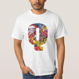 T-SHIRT LETTRE Q DE NOËL / PÈRE NOËL AVEC CADEAUX MONOGRAM
