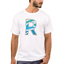 Lettre R abstraite colorée monogramme océan