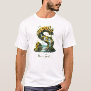 T-shirt Lettre S avec tournesol et Imaginaire de cascade