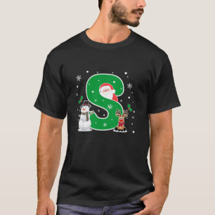 T-shirt Lettre S Nom initial Alphabet Monogramme Père Noël