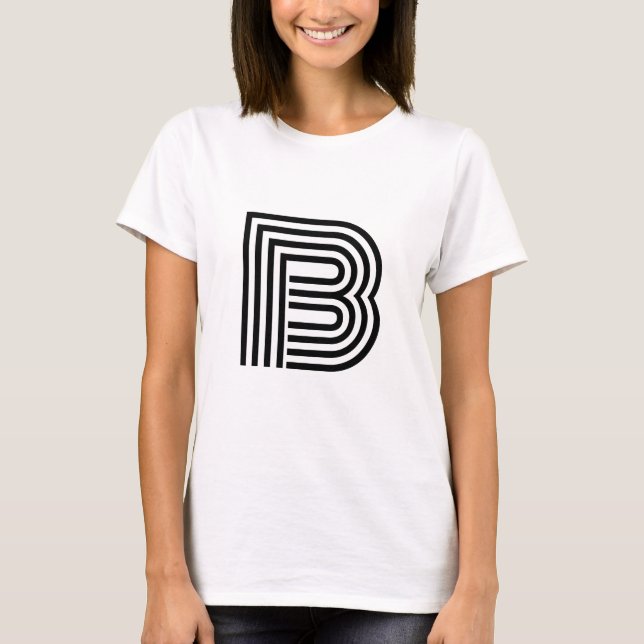 T-shirt Lettre simple moderne Monogramme initial | Noir (Devant)