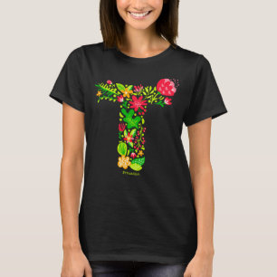 T-shirt lettre T en fleurs