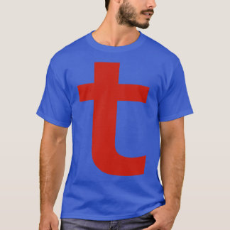 T-shirt Lettre t en texte rouge Typographie minimale