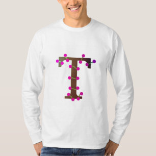 T-shirt Lettre T initiale décorative en blanc
