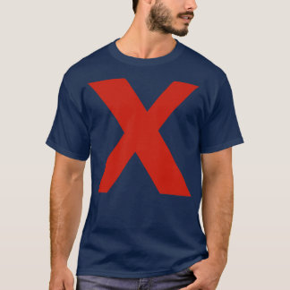 T-shirt Lettre x en texte rouge Typographie minimale