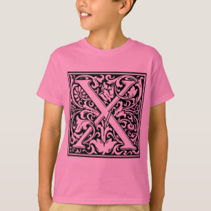 T-shirt Lettre X Monogramme médiéval Art Nouveau