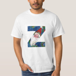 T-SHIRT LETTRE Z DE NOËL / SANTA CLAUS AVEC RIBBON ROUGE