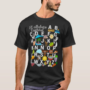 T-shirt Lettres Alphabet Espagnol avec photos. Se souvenir