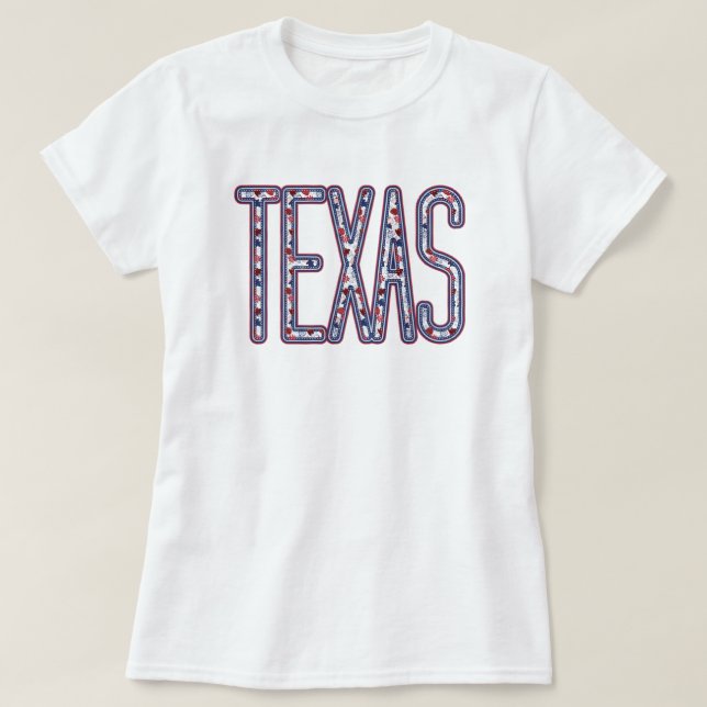 T-shirt Lettres d'automne appliquées de Texas Faux (Design devant)