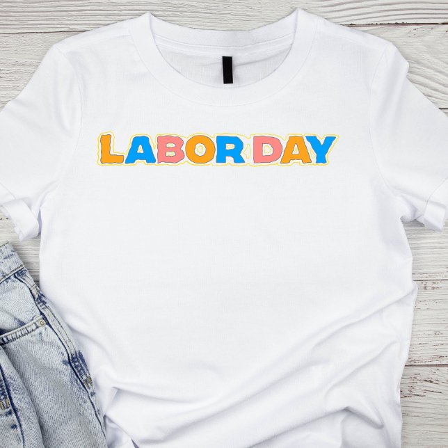 T-shirt Lettres de la Fête du Travail Pastel Rétro (Créateur téléchargé)