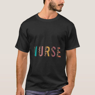 T-shirt Lettres Empreintes de léopard à domicile Infirmièr