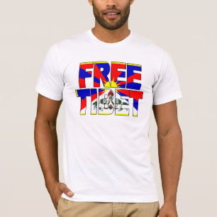 T-shirt Lettres libres du Thibet coupées du drapeau