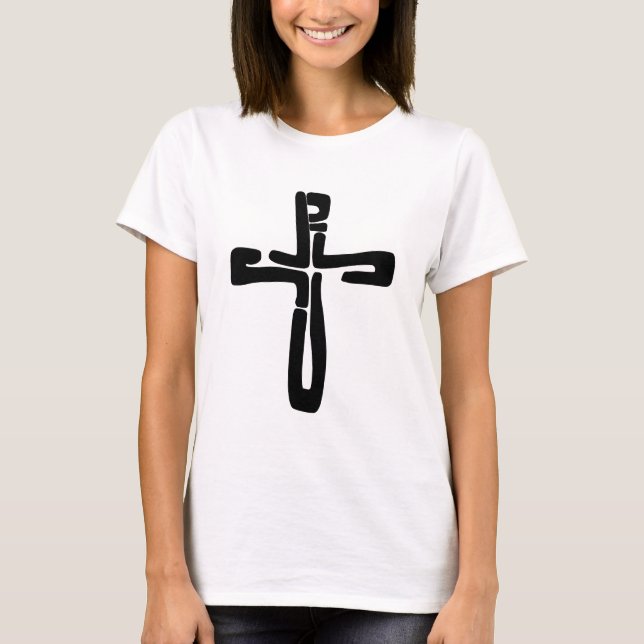 T-shirt Lettres noires de Jésus sur la Croix (Devant)