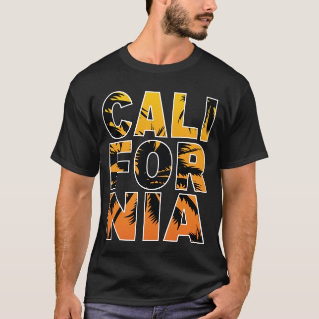 T-shirt Lettres remplies de palmiers californiens  (Devant)