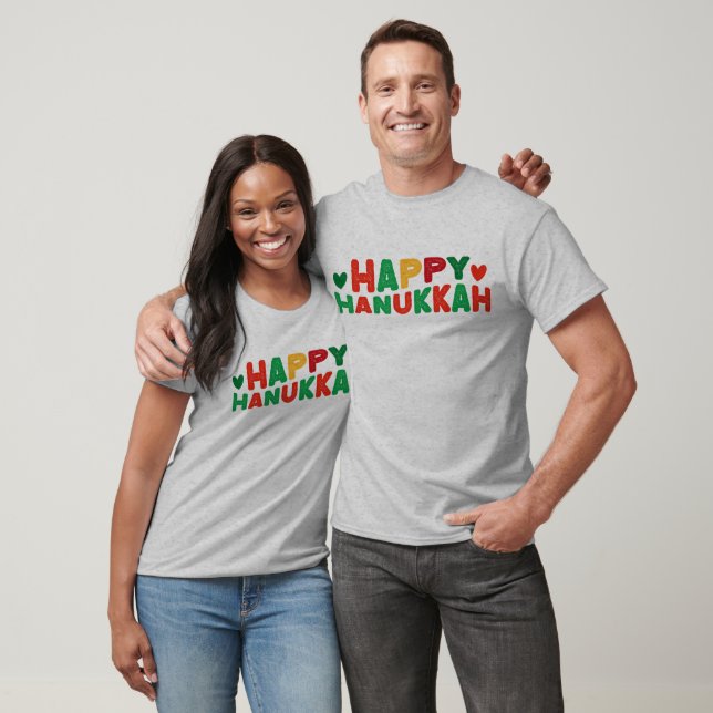T-shirt Lettres rétros Happy Hanoukka (Unisexe)