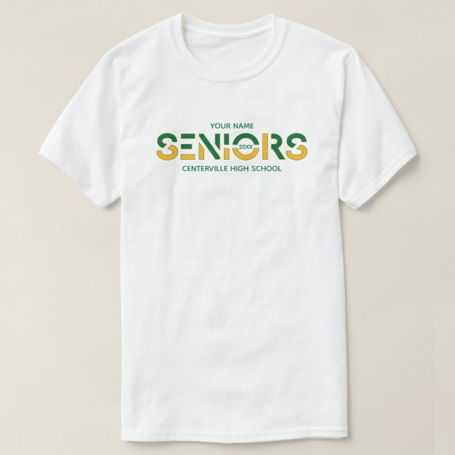 T-shirt Lettres tranchées vertes et jaunes pour personnes  (Design devant)