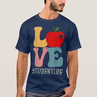 T-shirt L'Étudiant Aime Pomme Super Rétro Cute Retour À L'