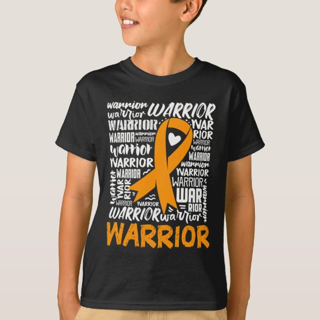 T-shirt Leucémie Cancer du Sang Guerrier Orange Ribbon Lau (Devant)
